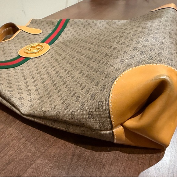 Gucci Beige Tote with Yellow and Green-Red Stripe - Picture 5 of 6